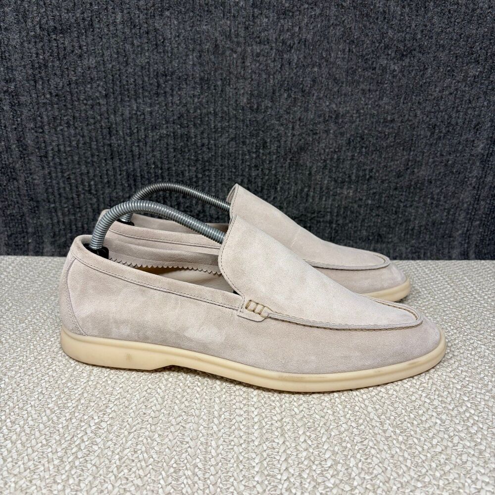 Loro Piana Summer Walk Suede Drivers Loafer Beige White Mens Size 43 US 10